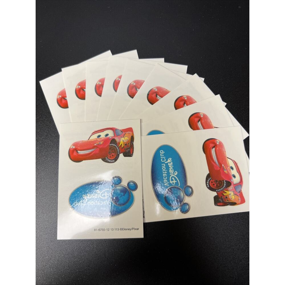 10ct Disney Vacation Club Cars Movie Pixar Lightning Mcqueen Temporary Tattoos
